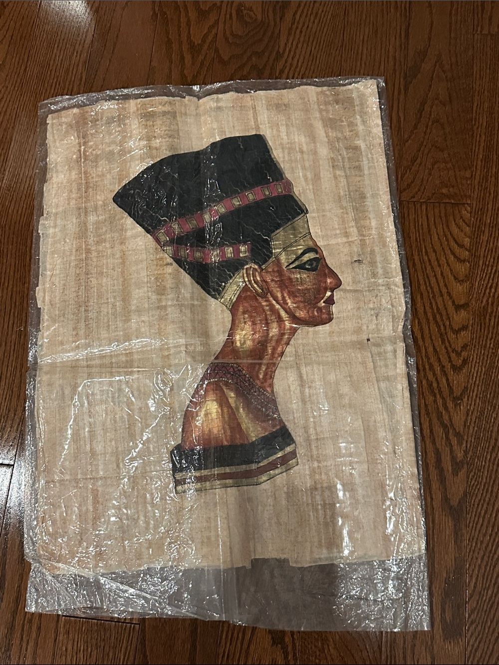 Egyptian Nefertiti Wall Art papyrus in Black and Gold